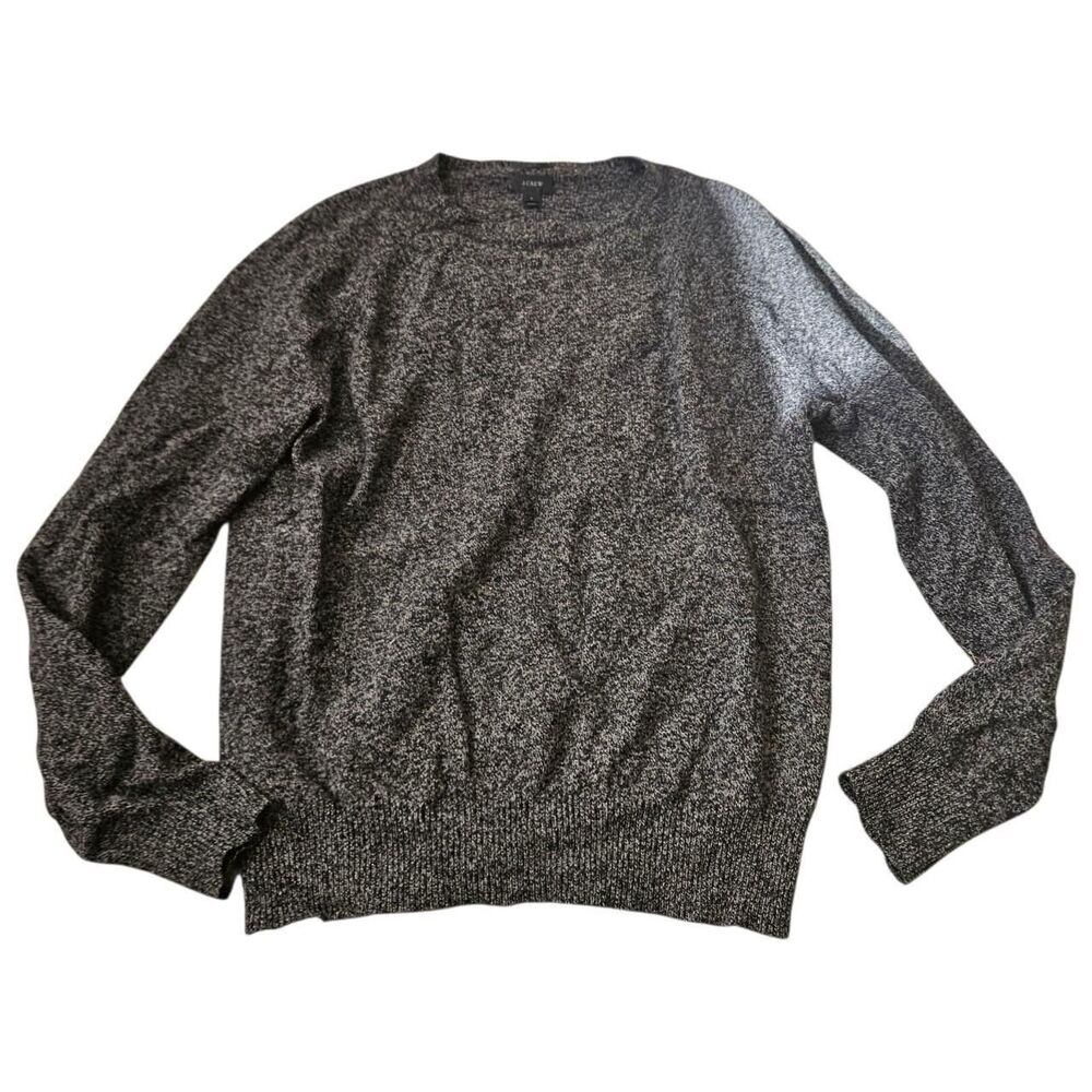 Large J crew Men's Grey and Black Wool Sweater